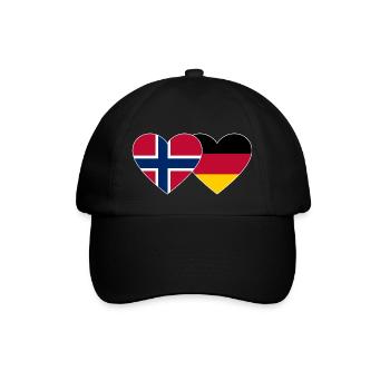 Norwegen Deutschland Flagge Herz - Baseballkappe - Schwarz/Schwarz - Vorne