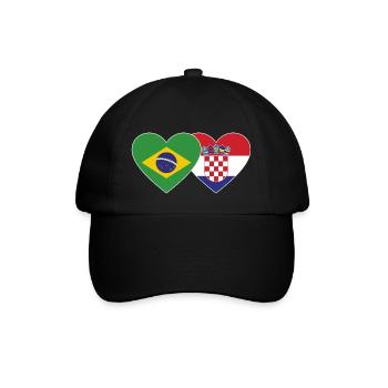 Brasilien Kroatien Flagge Herz - Baseballkappe - Schwarz/Schwarz - Vorne