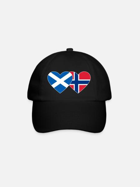 Schottland Norwegen Flagge Herz - Baseballkappe - Schwarz/Schwarz