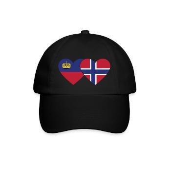Liechtenstein Norwegen Flagge Herz - Baseballkappe - Schwarz/Schwarz - Vorne