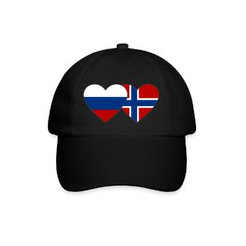 Russia Norway Flag Heart - Baseball Cap - black/black - Front
