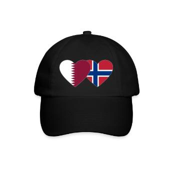 Qatar Norway Flag Heart - Baseball Cap - black/black - Front
