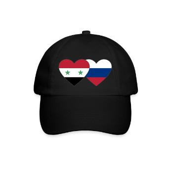 Syria Russia Flag Heart - Baseball Cap - black/black - Front