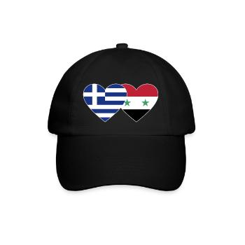 Greece Syria Flag Heart - Baseball Cap - black/black - Front