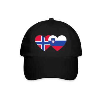 Norwegen Slowenien Flagge Herz - Baseballkappe - Schwarz/Schwarz - Vorne