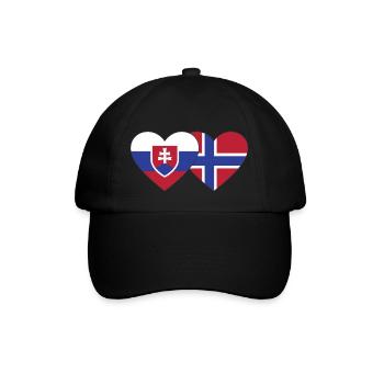 Slowakei Norwegen Flagge Herz - Baseballkappe - Schwarz/Schwarz - Vorne