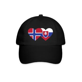 Norway Slovakia Flag Heart - Baseball Cap - black/black - Front