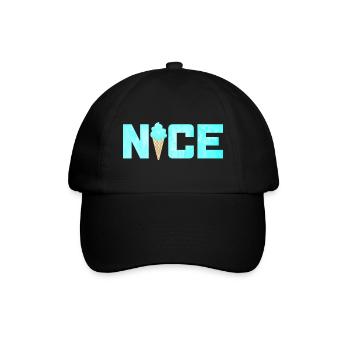 Nice Eis Icecream Eiscreme Sommer Urlaub Fun Fan - Baseballkappe - Schwarz/Schwarz - Vorne