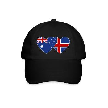 Australien Island Flagge Herz - Baseballkappe - Schwarz/Schwarz - Vorne