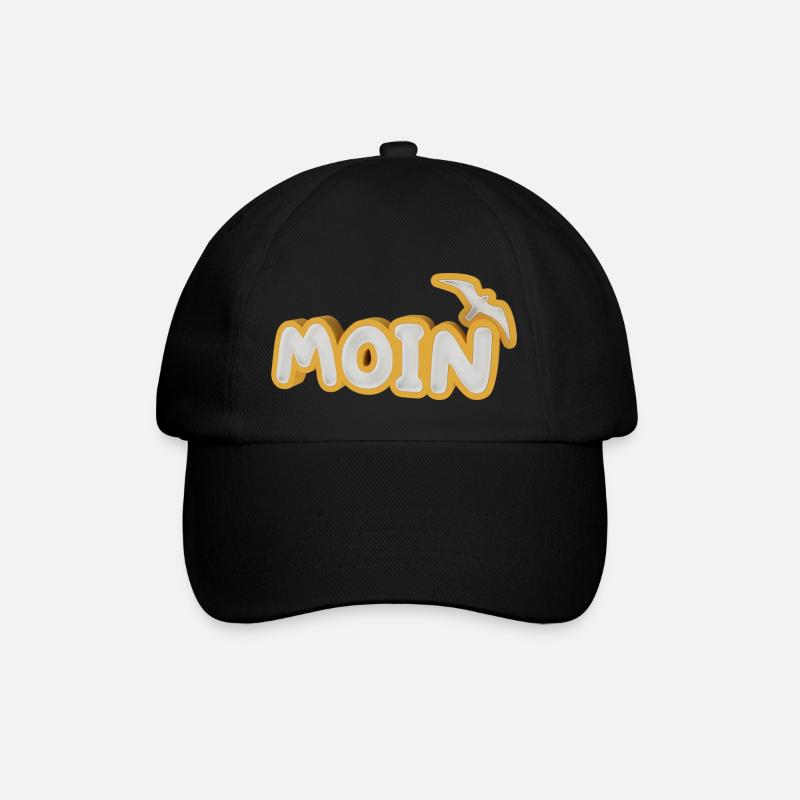 Moin mit Möwe - Baseballkappe - Schwarz/Schwarz