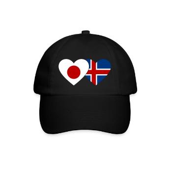 Japan Iceland Flag Heart - Baseball Cap - black/black - Front