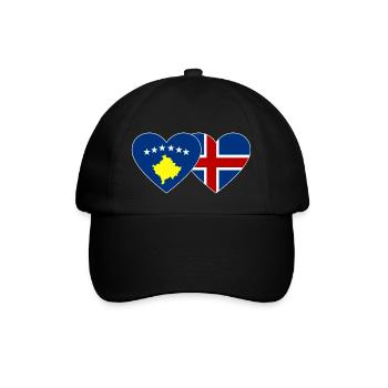Kosovo Iceland Flag Heart - Baseball Cap - black/black - Front