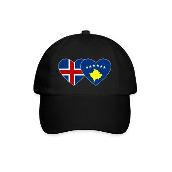 Iceland Kosovo Flag Heart - Baseball Cap - black/black - Front