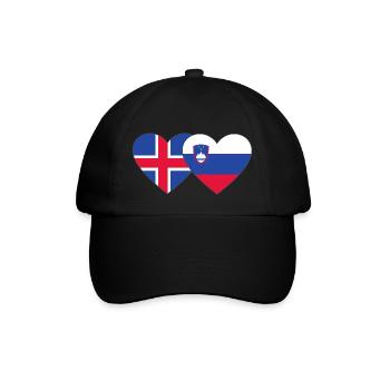 Island Slowenien Flagge Herz - Baseballkappe - Schwarz/Schwarz - Vorne