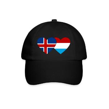 Iceland Luxembourg Flag Heart - Baseball Cap - black/black - Front