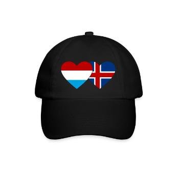 Luxembourg Iceland Flag Heart - Baseball Cap - black/black - Front