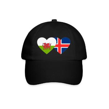 Wales Iceland Flag Heart - Baseball Cap - black/black - Front