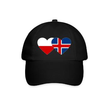 Poland Iceland Flag Heart - Baseball Cap - black/black - Front