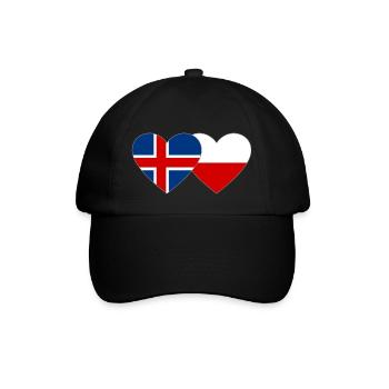 Island Polen Flagge Herz - Baseballkappe - Schwarz/Schwarz - Vorne