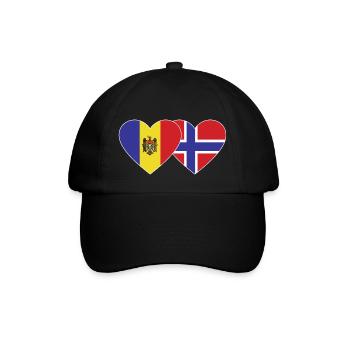 Moldova Norway Flag Heart - Baseball Cap - black/black - Front