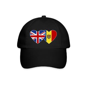 England Moldova Flag Heart - Baseball Cap - black/black - Front