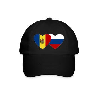 Moldova Russia Flag Heart - Baseball Cap - black/black - Front
