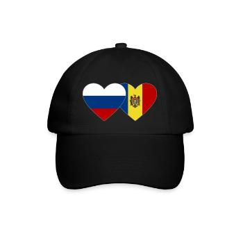 Russia Moldova Flag Heart - Baseball Cap - black/black - Front