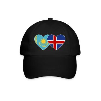 Kasachstan Island Flagge Herz - Baseballkappe - Schwarz/Schwarz - Vorne