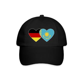 Deutschland Kasachstan Flagge Herz - Baseballkappe - Schwarz/Schwarz - Vorne