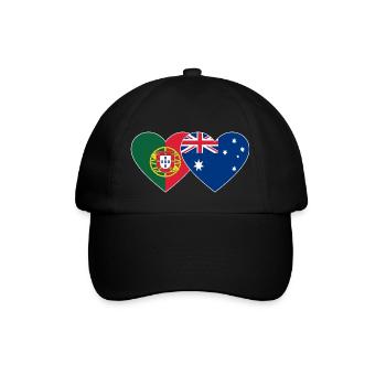 Portugal Australien Flagge Herz - Baseballkappe - Schwarz/Schwarz - Vorne