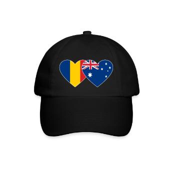 Rumänien Australien Flagge Herz - Baseballkappe - Schwarz/Schwarz - Vorne