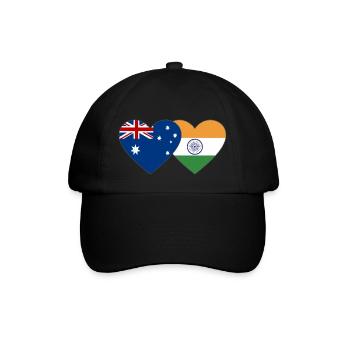 Australien Indien Flagge Herz - Baseballkappe - Schwarz/Schwarz - Vorne
