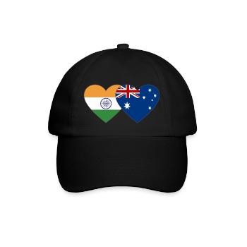 India Australia Flag Heart - Baseball Cap - black/black - Front