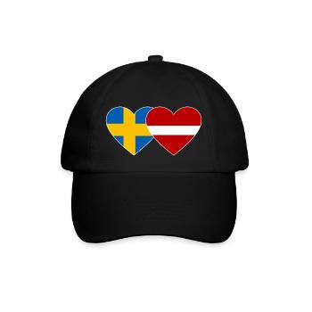 Sweden Latvia Flag Heart - Baseball Cap - black/black - Front
