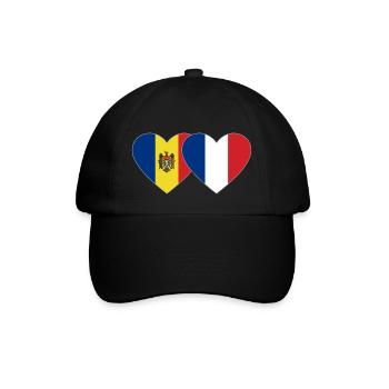 Moldawien Frankreich Flagge Herz - Baseballkappe - Schwarz/Schwarz - Vorne