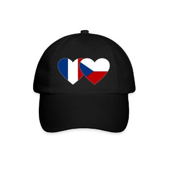 Frankreich Tschechien Flagge Herz - Baseballkappe - Schwarz/Schwarz - Vorne