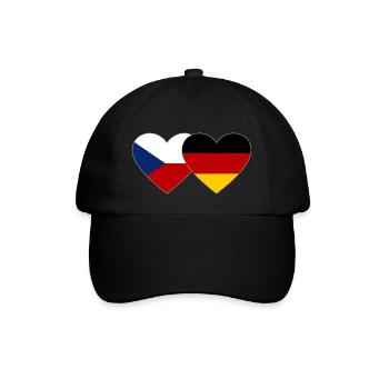 Tschechien Deutschland Flagge Herz - Baseballkappe - Schwarz/Schwarz - Vorne