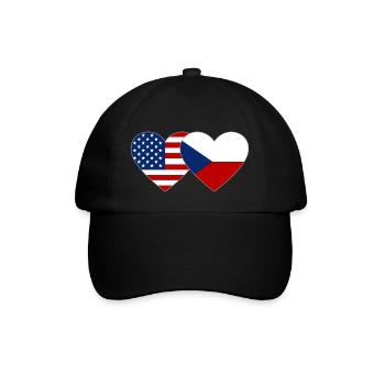 United States Czech Republic Flag Heart - Baseball Cap - black/black - Front