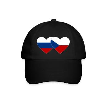 Russland Tschechien Flagge Herz - Baseballkappe - Schwarz/Schwarz - Vorne