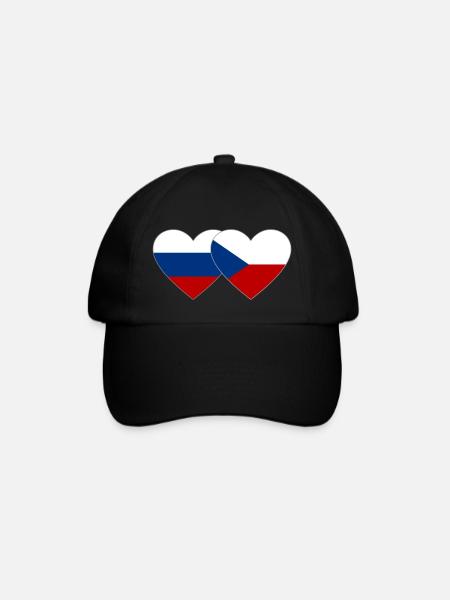 Russland Tschechien Flagge Herz - Baseballkappe - Schwarz/Schwarz
