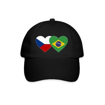 République tchèque Brésil Flag Heart - Casquette classique - noir/noir - Devant