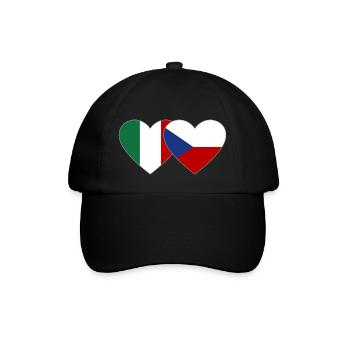 Italien Tschechien Flagge Herz - Baseballkappe - Schwarz/Schwarz - Vorne