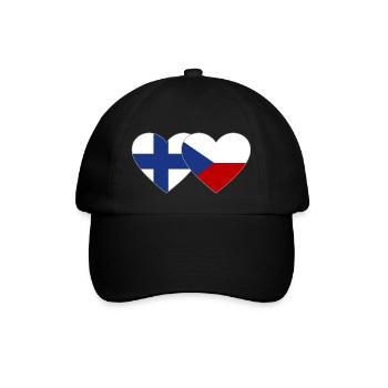 Finnland Tschechien Flagge Herz - Baseballkappe - Schwarz/Schwarz - Vorne