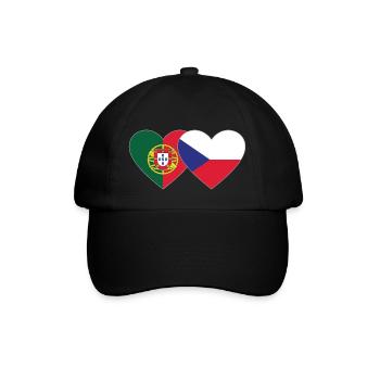 Portugal Tschechien Flagge Herz - Baseballkappe - Schwarz/Schwarz - Vorne