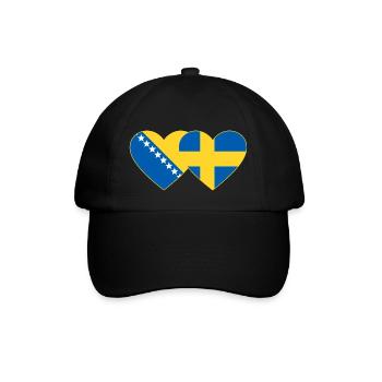 Bosnien Schweden Flagge Herz - Baseballkappe - Schwarz/Schwarz - Vorne