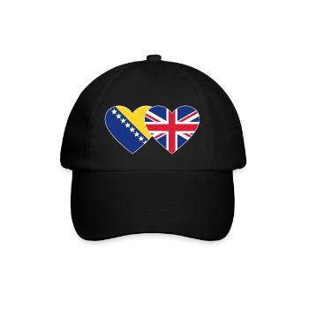 Bosnia England Flag Heart - Baseball Cap - black/black - Front