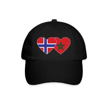 Norwegen Marokko Flagge Herz - Baseballkappe - Schwarz/Schwarz - Vorne