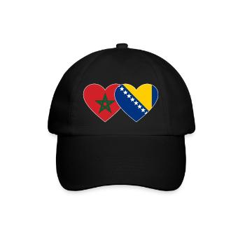 Morocco Bosnia Flag Heart - Baseball Cap - black/black - Front