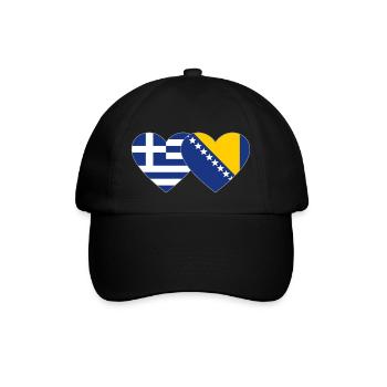 Griechenland Bosnien Flagge Herz - Baseballkappe - Schwarz/Schwarz - Vorne