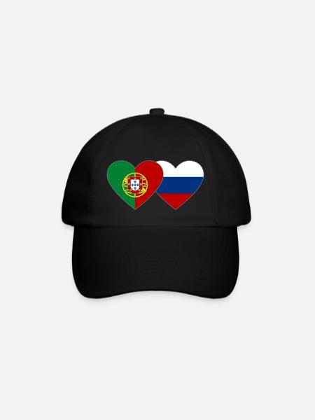 Portugal Russland Flagge Herz - Baseballkappe - Schwarz/Schwarz